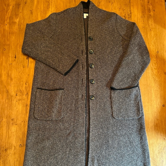 J Jill Brown Tweed Cotton Blend Duster Cardigan Sweater Jacket - Picture 3 of 16
